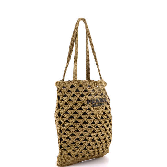 Prada Triangle Logo Open Tote Raffia #224585P19B - Picture 2 of 6